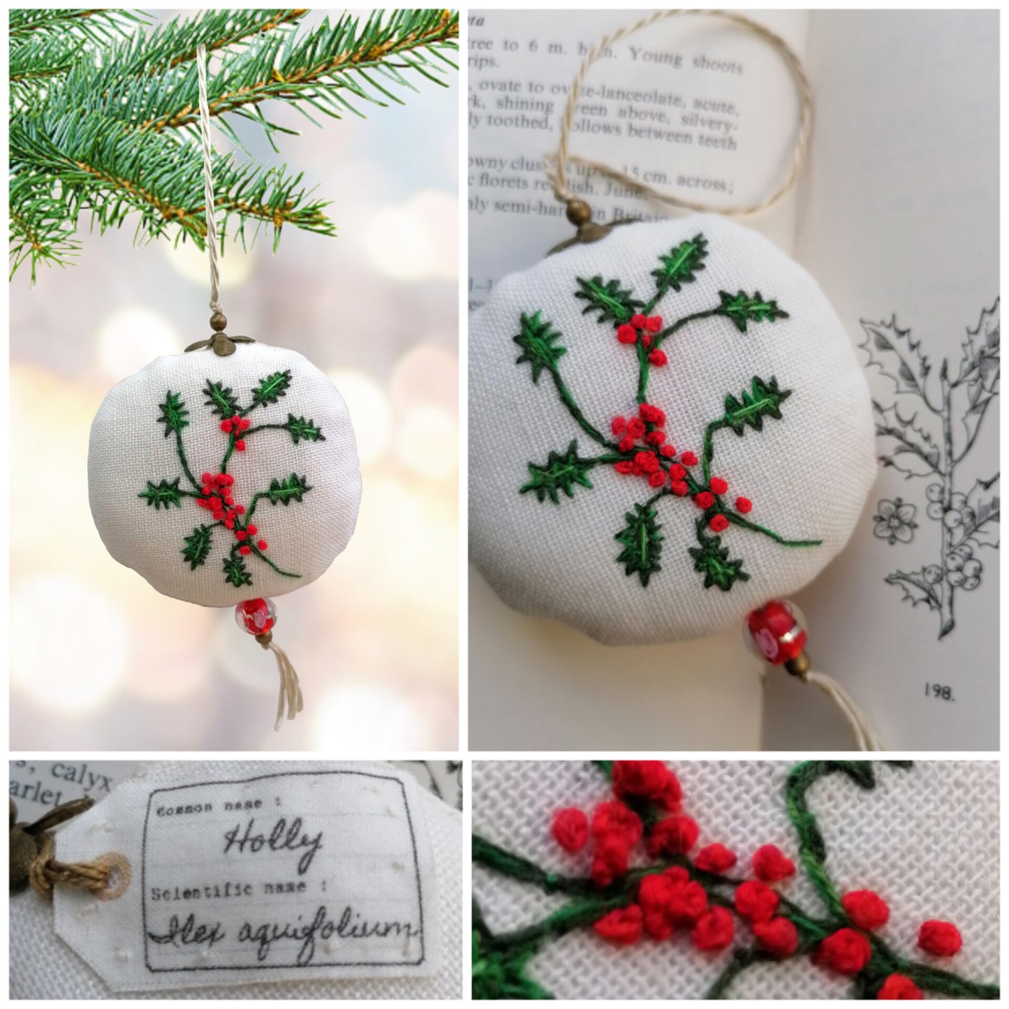 NEW! Embroidered Ornaments - Christmas Herbarium.