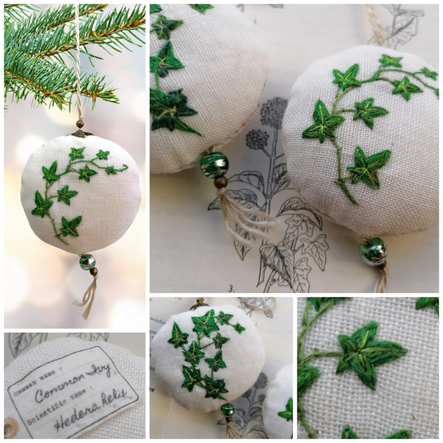 NEW! Embroidered Ornaments - Christmas Herbarium.