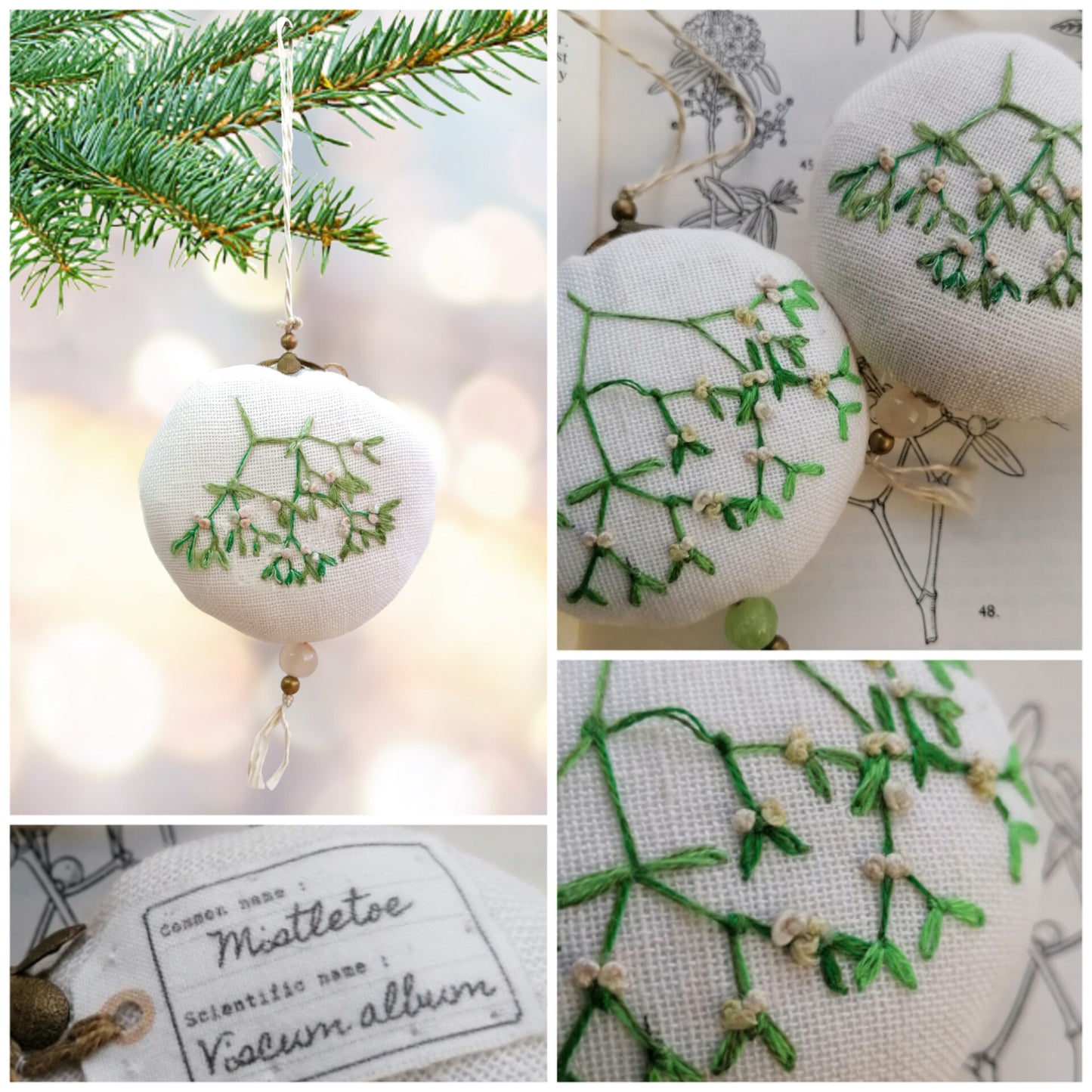 NEW! Embroidered Ornaments - Christmas Herbarium.