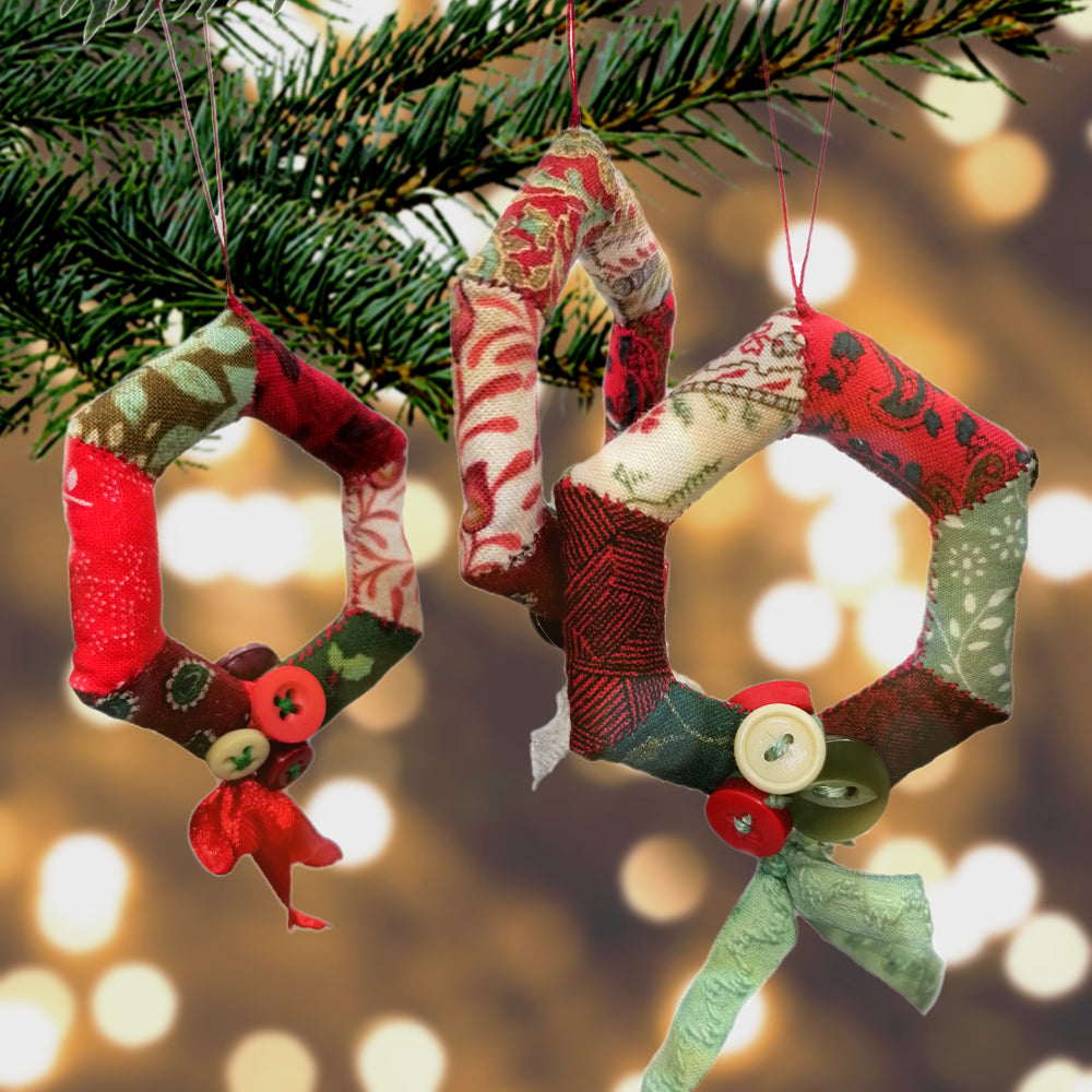 Hexie Wreath Christmas Ornaments - Mix & Match Christmas Decorations, 3 for £20