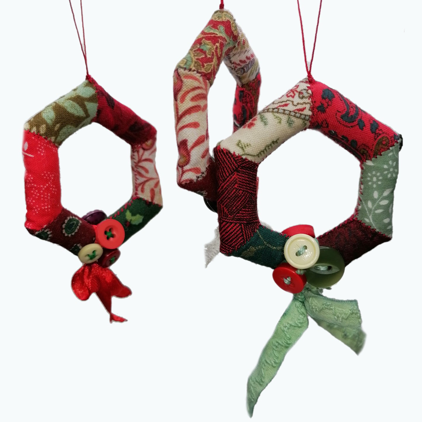 Hexie Wreath Christmas Ornaments - Mix & Match Christmas Decorations, 3 for £20