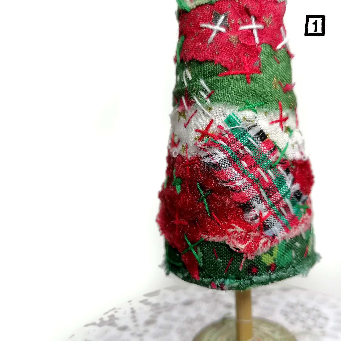 Slow-stitched Patchwork Christmas Trees