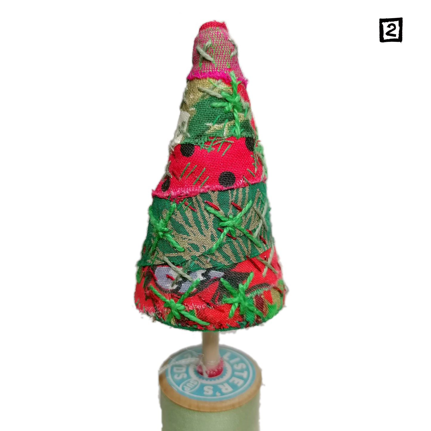 Slow-stitched Patchwork Christmas Trees