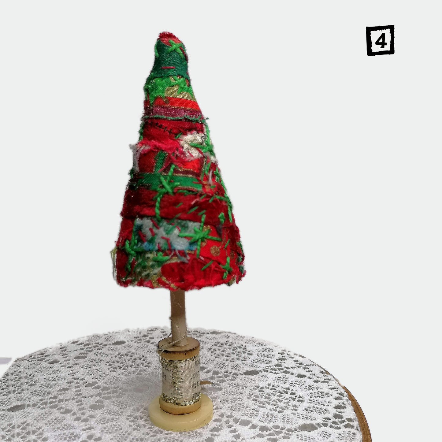 Slow-stitched Patchwork Christmas Trees