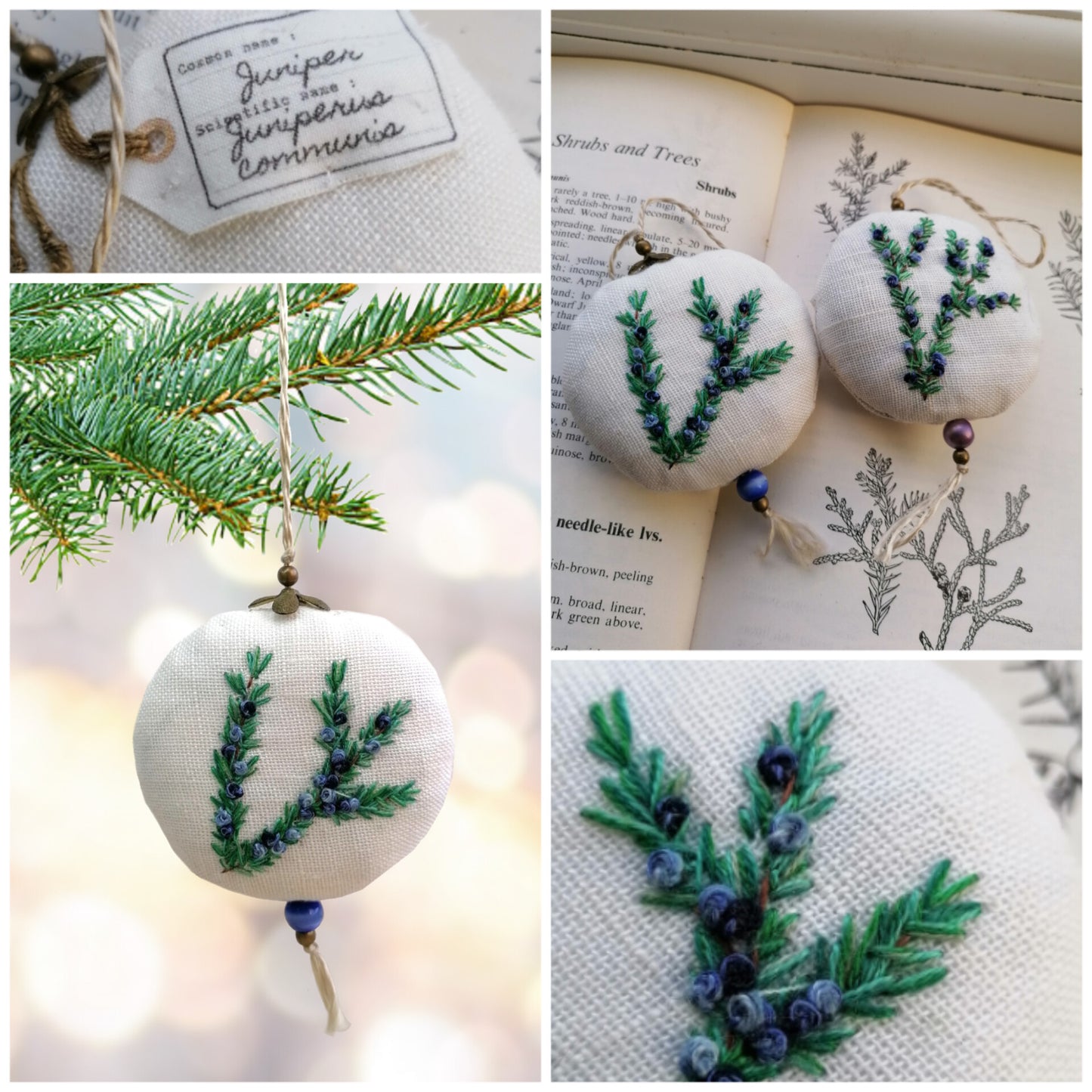 NEW! Embroidered Ornaments - Christmas Herbarium.
