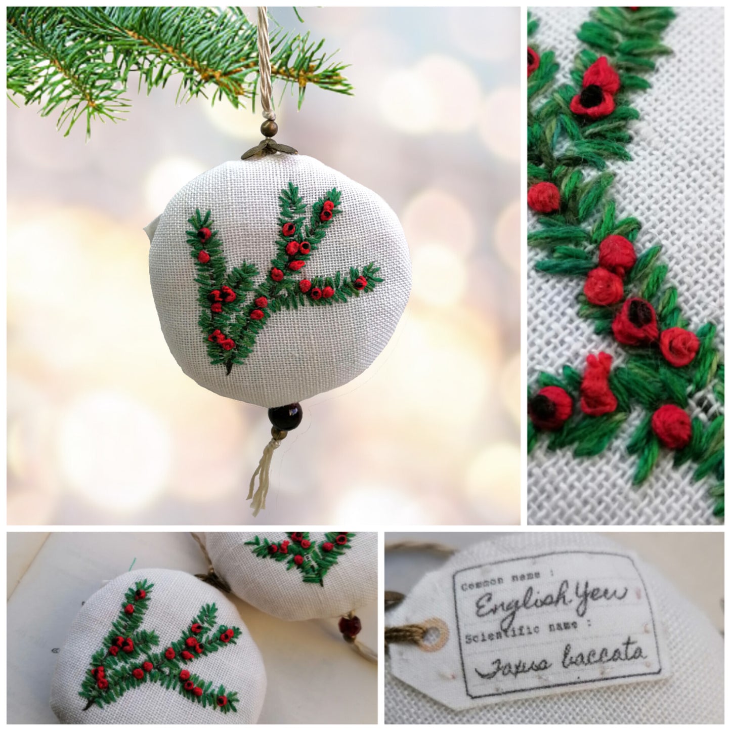 NEW! Embroidered Ornaments - Christmas Herbarium.