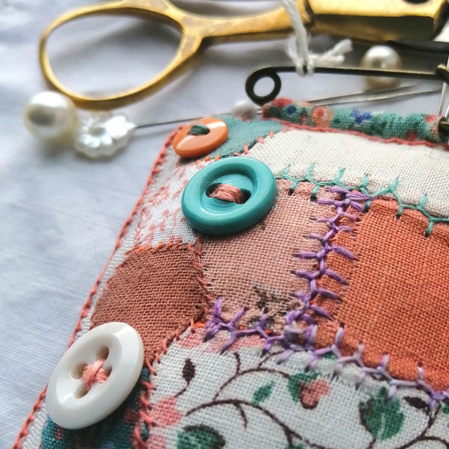 Hand Sewn Patchwork Statement Brooch