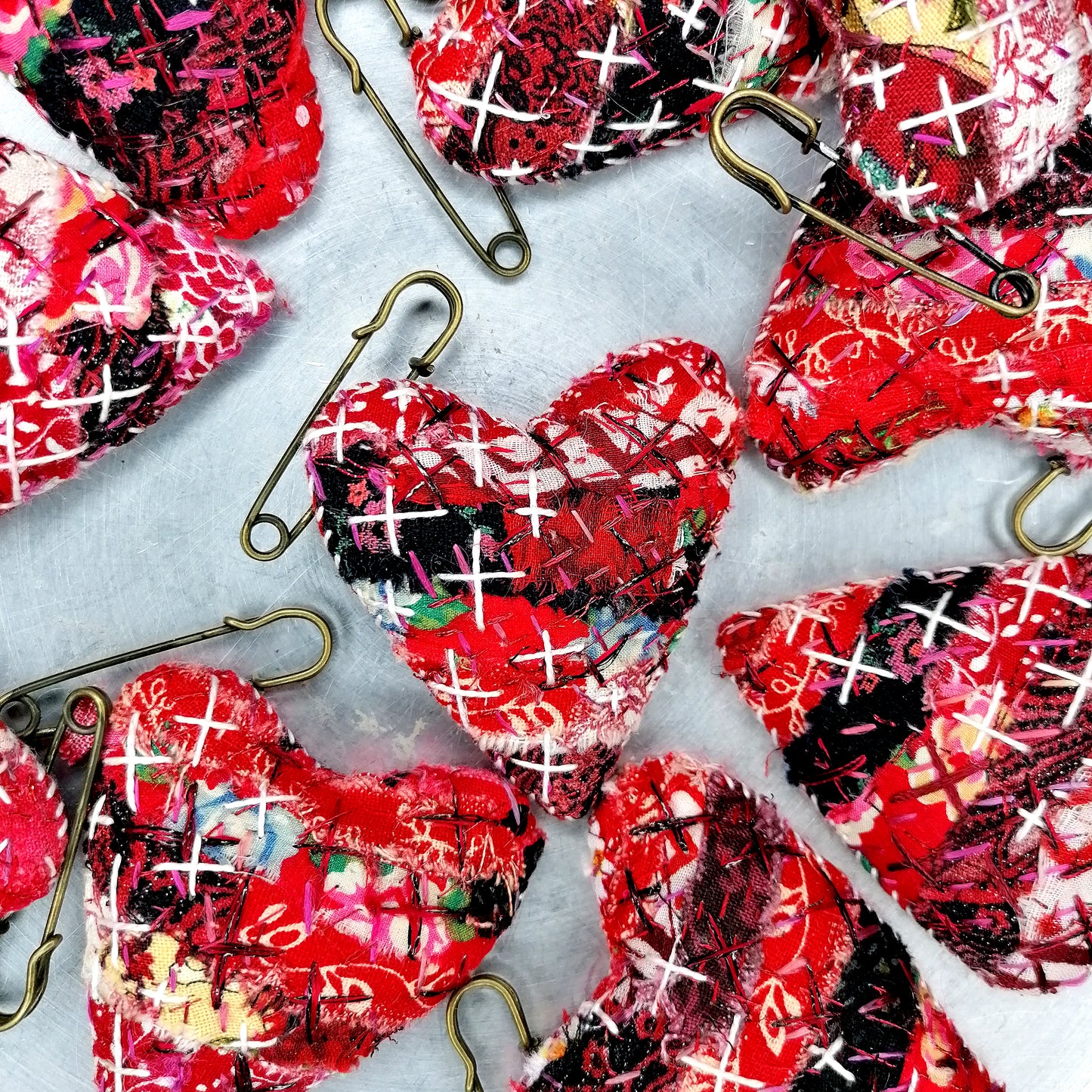 Stitched Heart Fob Brooch