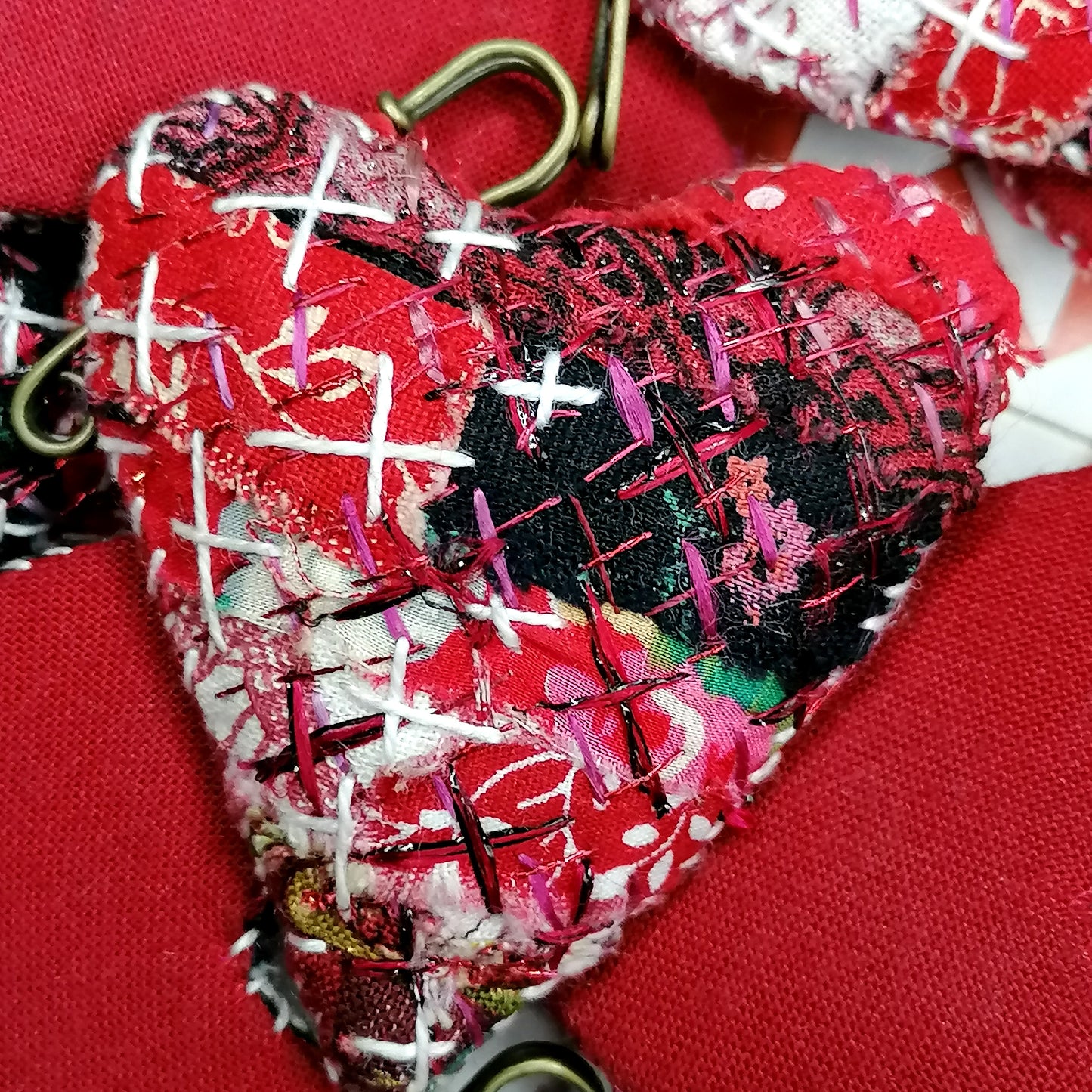 Stitched Heart Fob Brooch