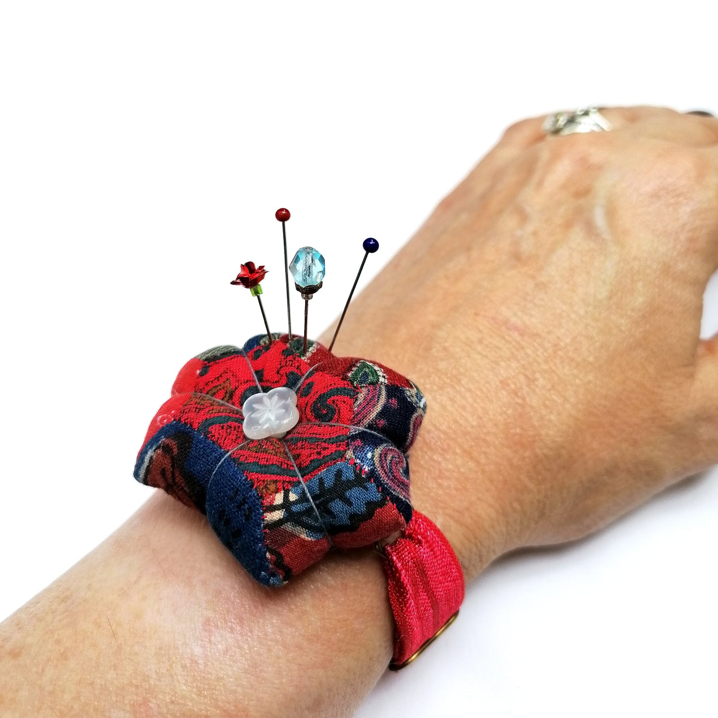 Wrist Pin Cushion - Patchwork Hexagon Collection
