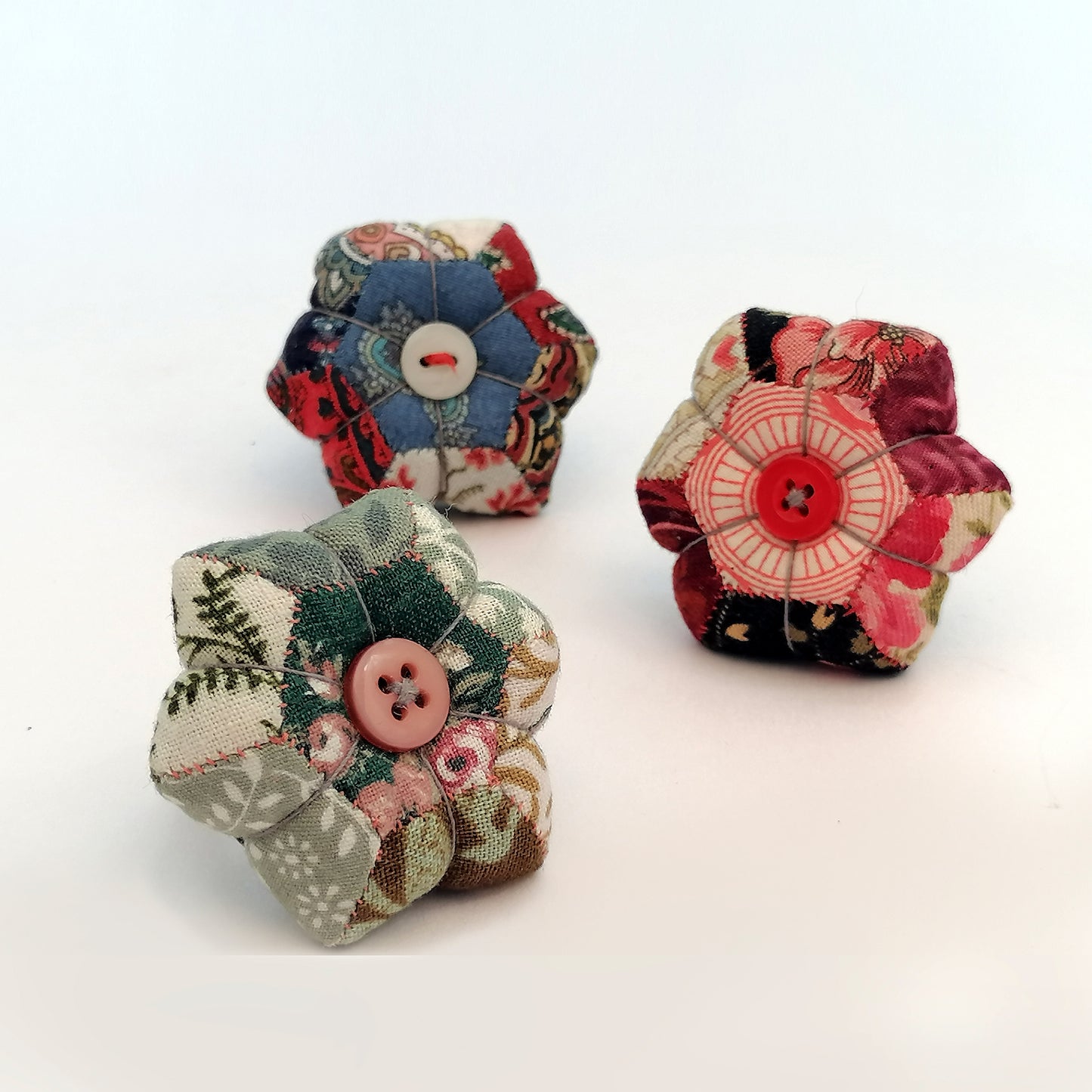 Patchwork Hexagon Pincushion Rings.