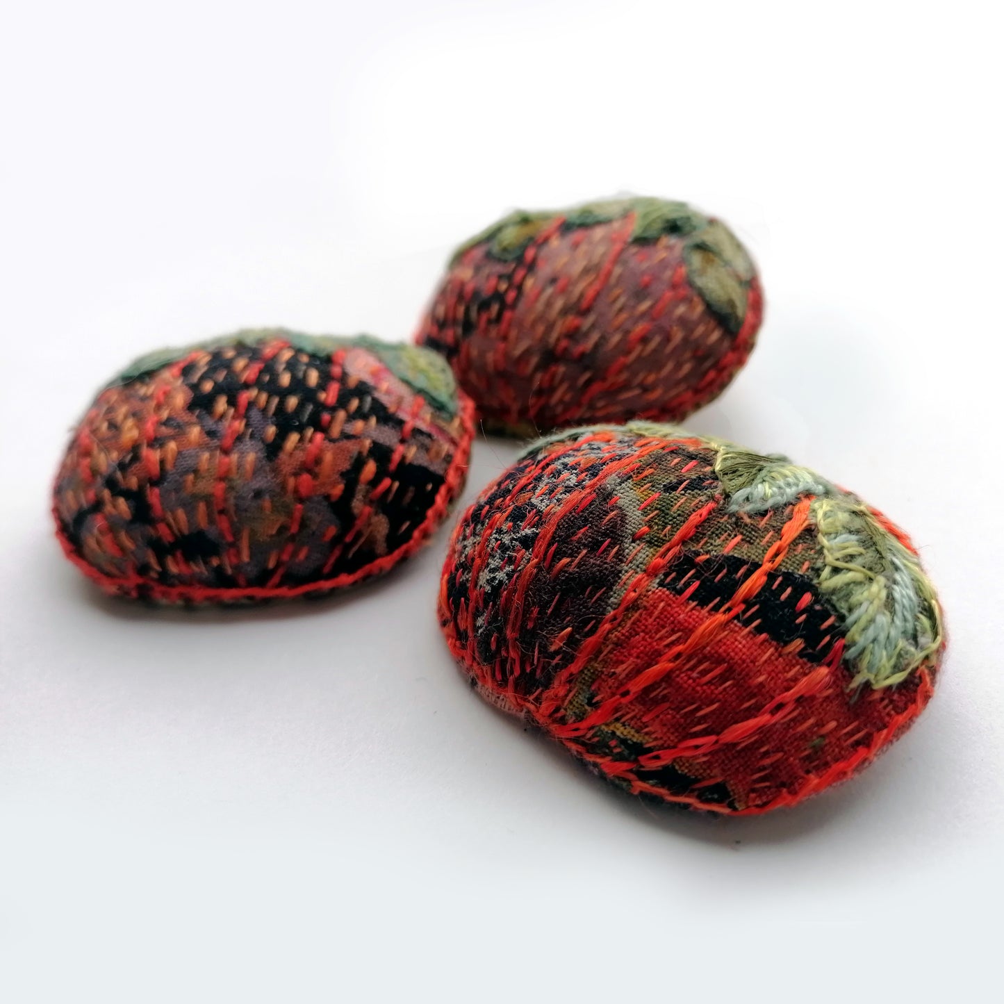 Embroidered Pumpkin Brooches