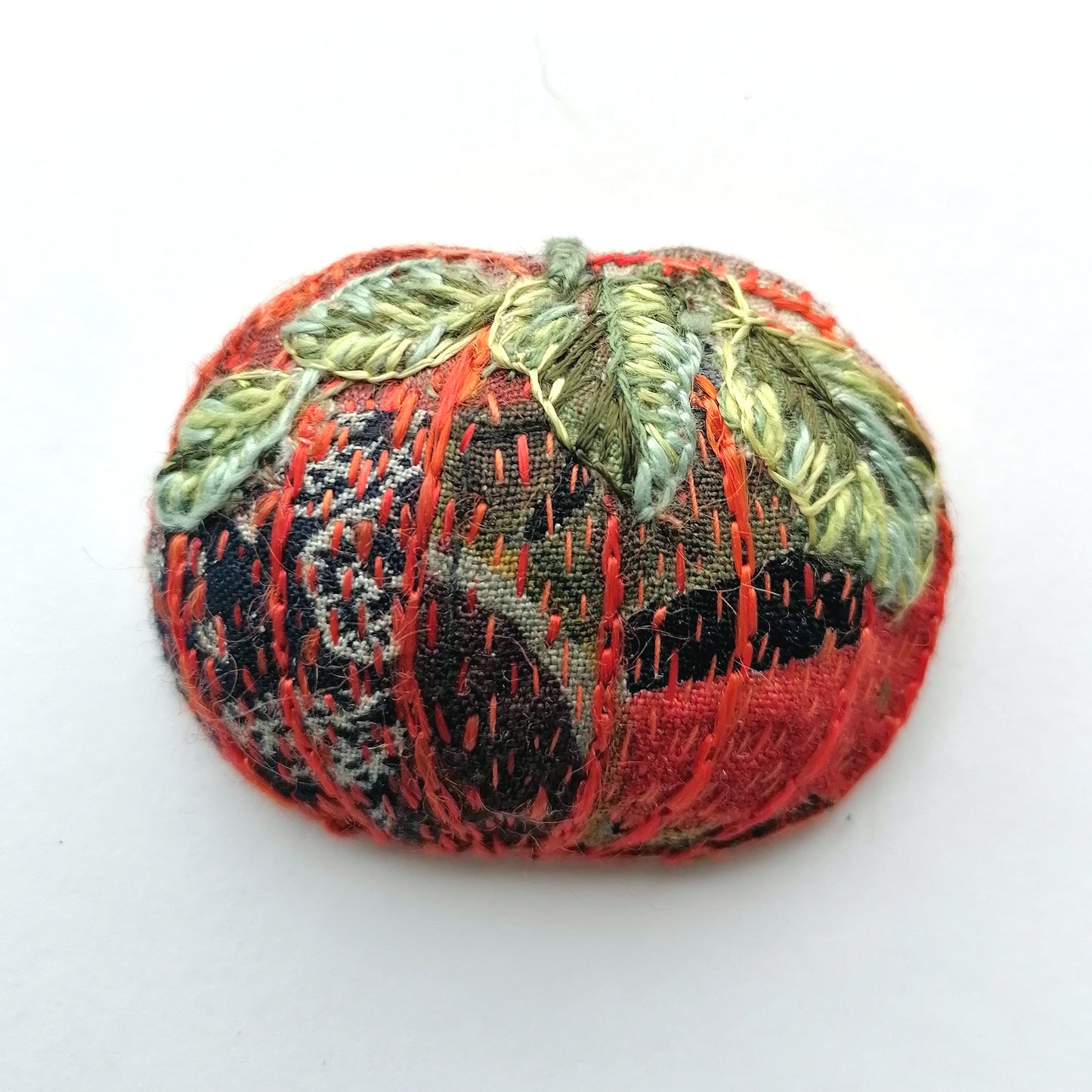 Embroidered Pumpkin Brooches