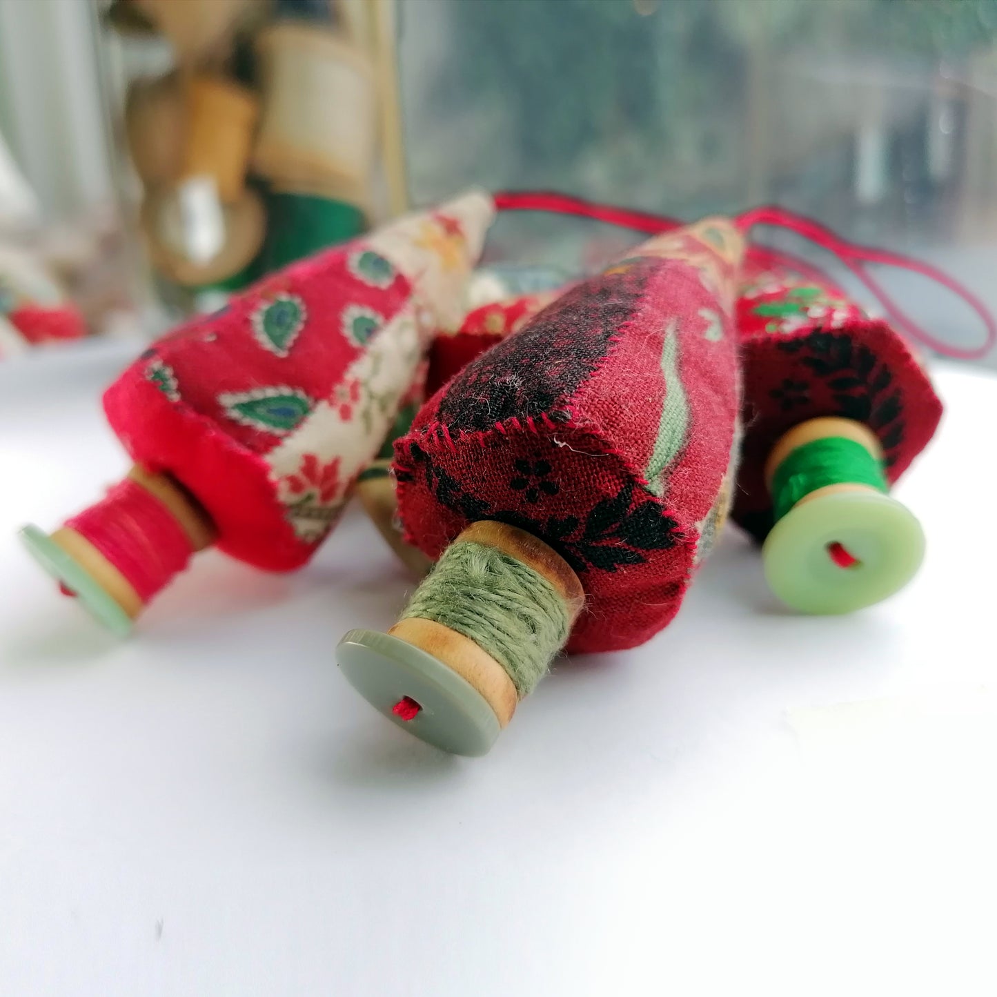 Patchwork Spool Trees -  Mix & Match Christmas Decorations, 3 for £20