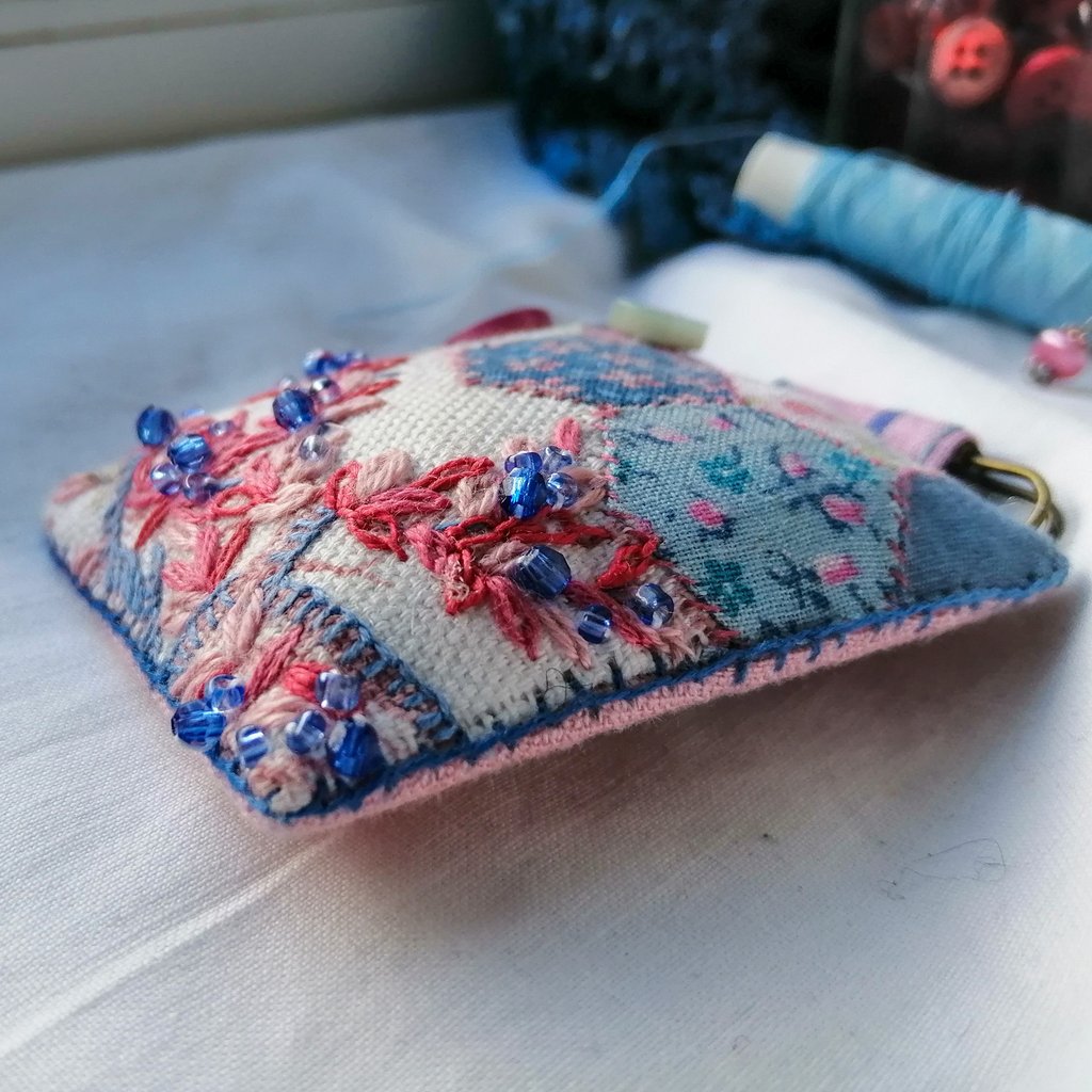 Patchwork Embroidered Fob Brooch