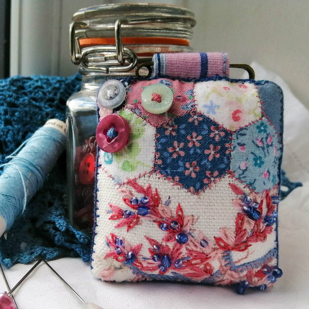 Patchwork Embroidered Fob Brooch