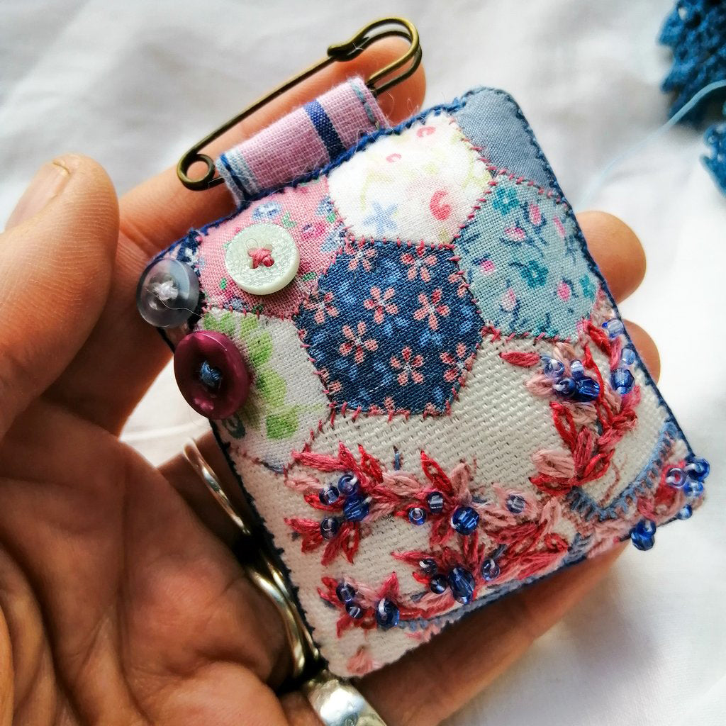 Patchwork Embroidered Fob Brooch