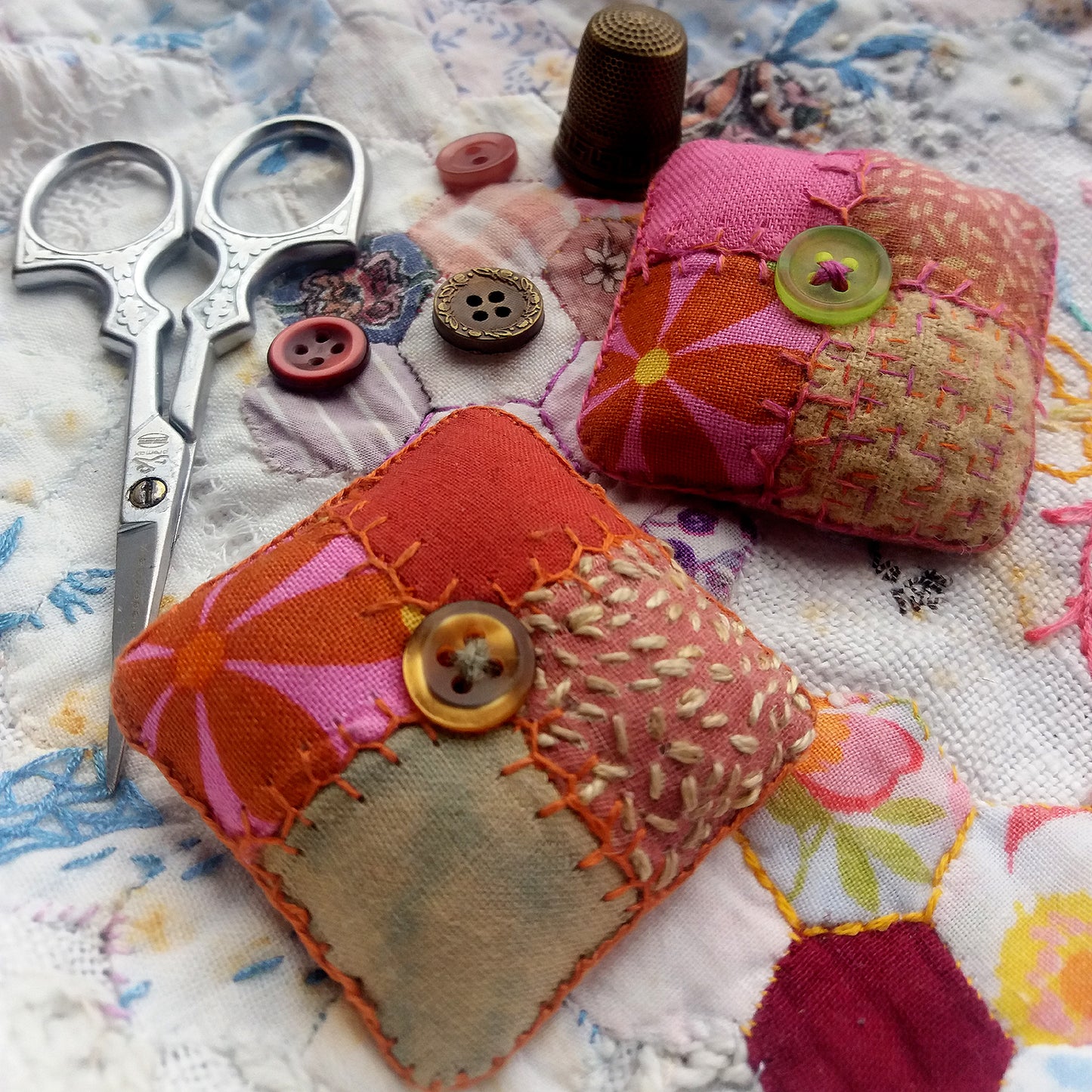 Patchwork Square Padded Brooch.