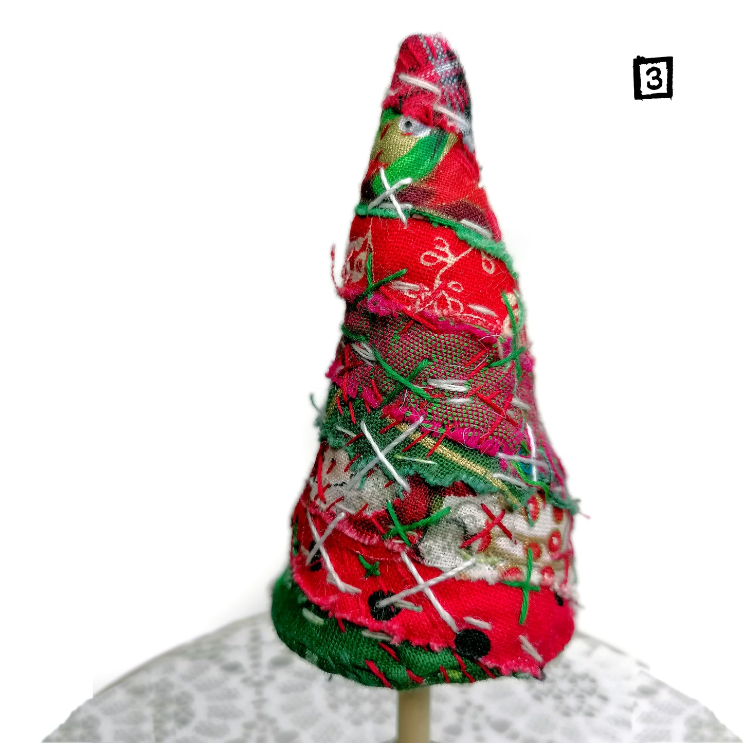 Slow-stitched Patchwork Christmas Trees